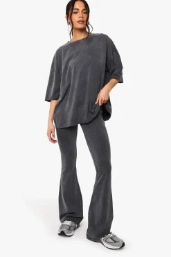 boohoo Acid Wash Legging évasé<Femme Pantalons|Leggings