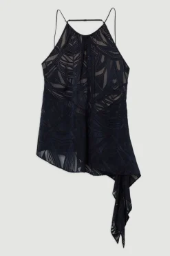 Amelia Graham Burnout Tunique Asymétrique à Col Halter