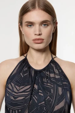 Amelia Graham Burnout Tunique Asymétrique à Col Halter