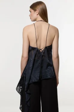 Amelia Graham Burnout Tunique Asymétrique à Col Halter