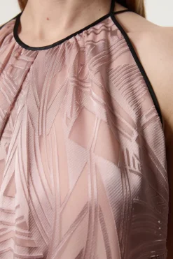 Amelia Graham Petite Tunique Burnout à col halter asymétrique