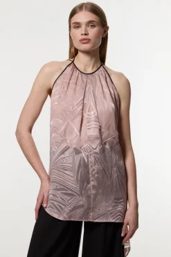 Amelia Graham Petite Tunique Burnout à col halter asymétrique