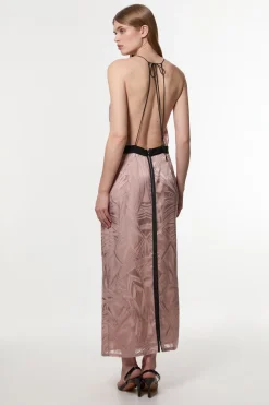 Amelia Graham Robe Colonne en Tissu Tissé avec Détail Lacets Burnout