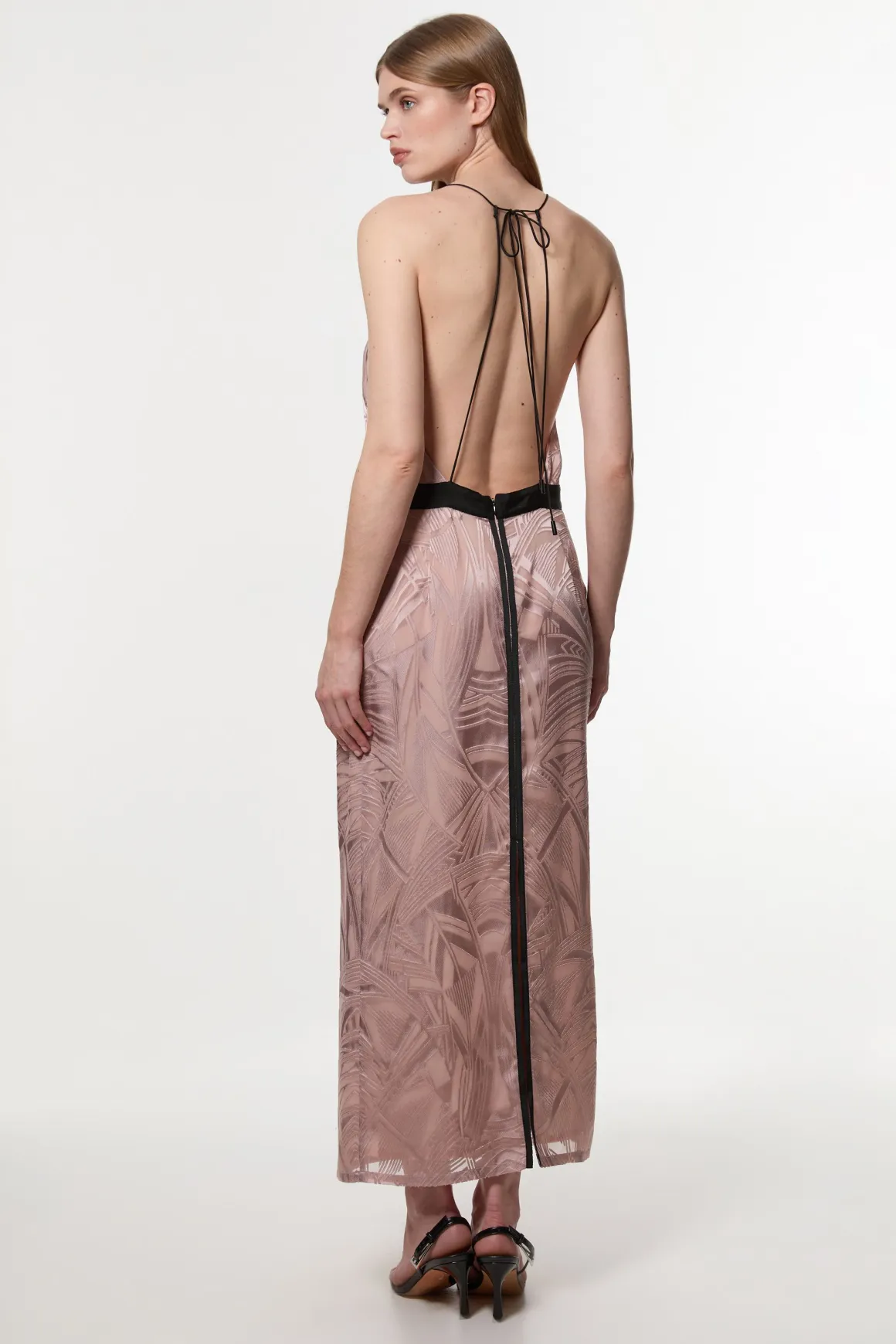 Amelia Graham Robe Colonne en Tissu Tissé avec Détail Lacets Burnout