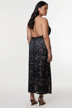 KarenMillen Amelia Graham Robe Colonne Tissée Grande Taille avec Détails en Lacets Burnout<Femme Toutes Les Robes|Robes Mi-Longues