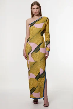Amelia Graham Robe maxi Cady imprimée à une épaule