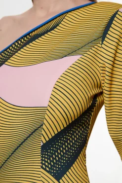 Amelia Graham Robe maxi Cady imprimée à une épaule