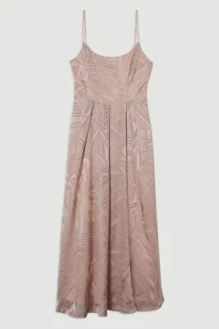 Amelia Graham Robe Maxi de Bal à Bretelles en Tissu Tissé à Effet Burnout avec Fente