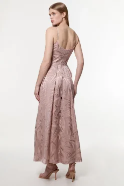 Amelia Graham Robe Maxi de Bal à Bretelles en Tissu Tissé à Effet Burnout avec Fente