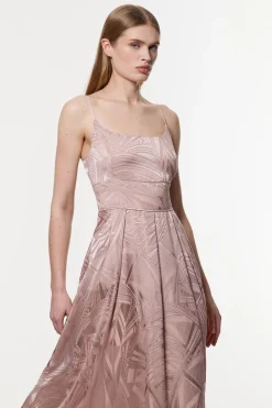 Amelia Graham Robe Maxi de Bal à Bretelles en Tissu Tissé à Effet Burnout avec Fente