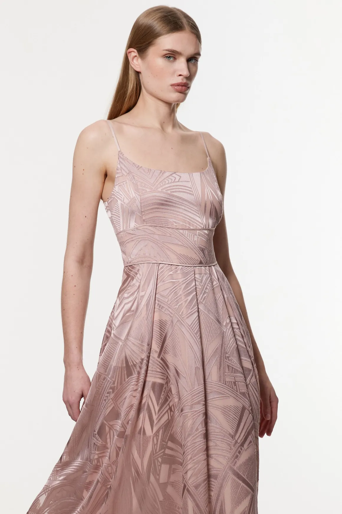 Amelia Graham Robe Maxi de Bal à Bretelles en Tissu Tissé à Effet Burnout avec Fente