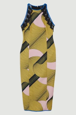 Amelia Graham Robe Midi Tissée Imprimée Tall en Cady avec Détails en Dentelle
