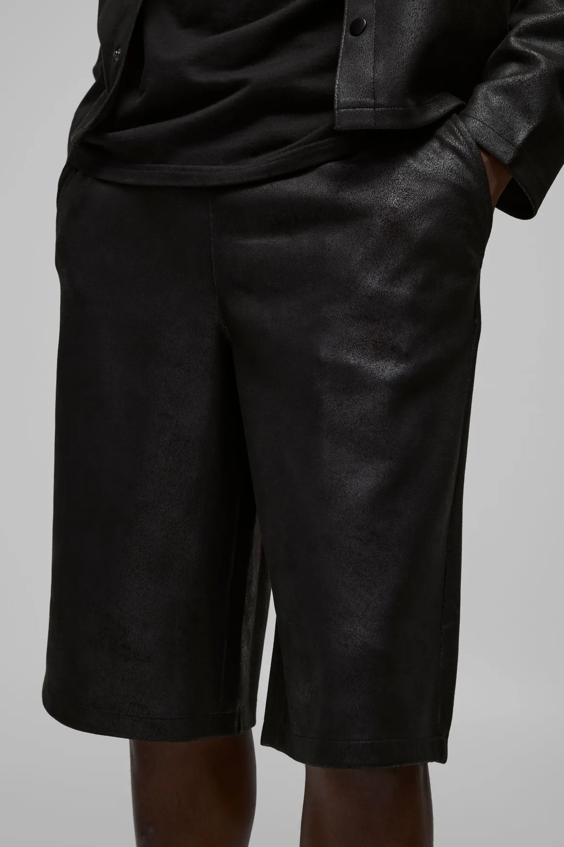 Antique Suédette Jorts à Taille Élastiquée