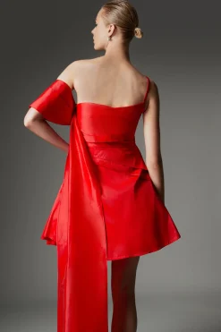 KarenMillen Archive Collection – Mini robe en taffetas petite avec épaule drapée<Femme Toutes Les Robes|Robes D’Automne