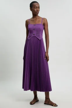 Archive Collection - Robe maxi en coton popeline à corset tissé