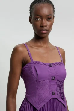 Archive Collection - Robe maxi en coton popeline à corset tissé