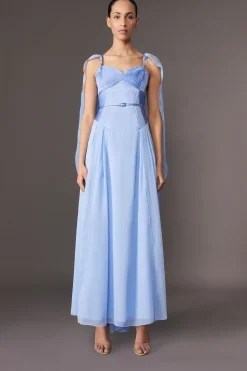 KarenMillen Archive Collection - Robe maxi tissée cape en géorgette avec détail corset haut<Femme Robes Corset|Toutes Les Robes
