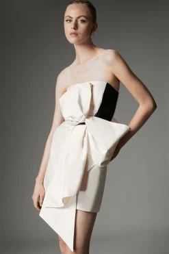 KarenMillen Archive Collection - Robe Mini Tissée à Détail de Nœud en Taffetas<Femme Toutes Les Robes|Robes D’Automne