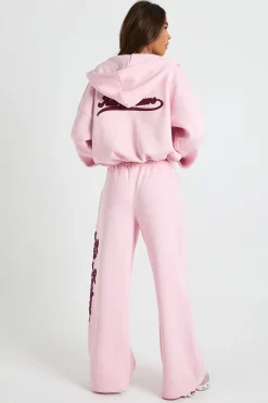boohoo Ath Archive Jogger droit en tissu auto à appliqué<Femme Pantalons|Athleisure