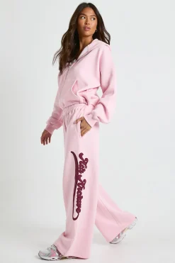 boohoo Ath Archive Jogger droit en tissu auto à appliqué<Femme Pantalons|Athleisure