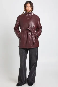 boohoo Aviateur ceinturé, doublé synthétique<Femme Vestes & Manteaux