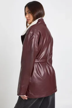 boohoo Aviateur ceinturé, doublé synthétique<Femme Vestes & Manteaux