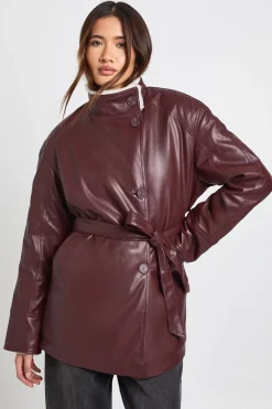 boohoo Aviateur ceinturé, doublé synthétique<Femme Vestes & Manteaux