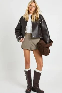 boohoo Aviateur à col, doublé en synthétique<Femme Vestes & Manteaux