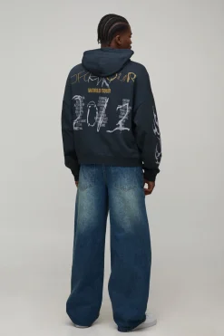 Baggy Fit Stacked Washed Ripped Jeans