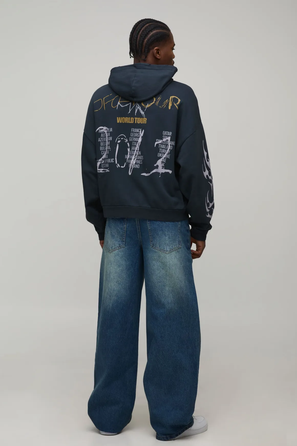 Baggy Fit Stacked Washed Ripped Jeans