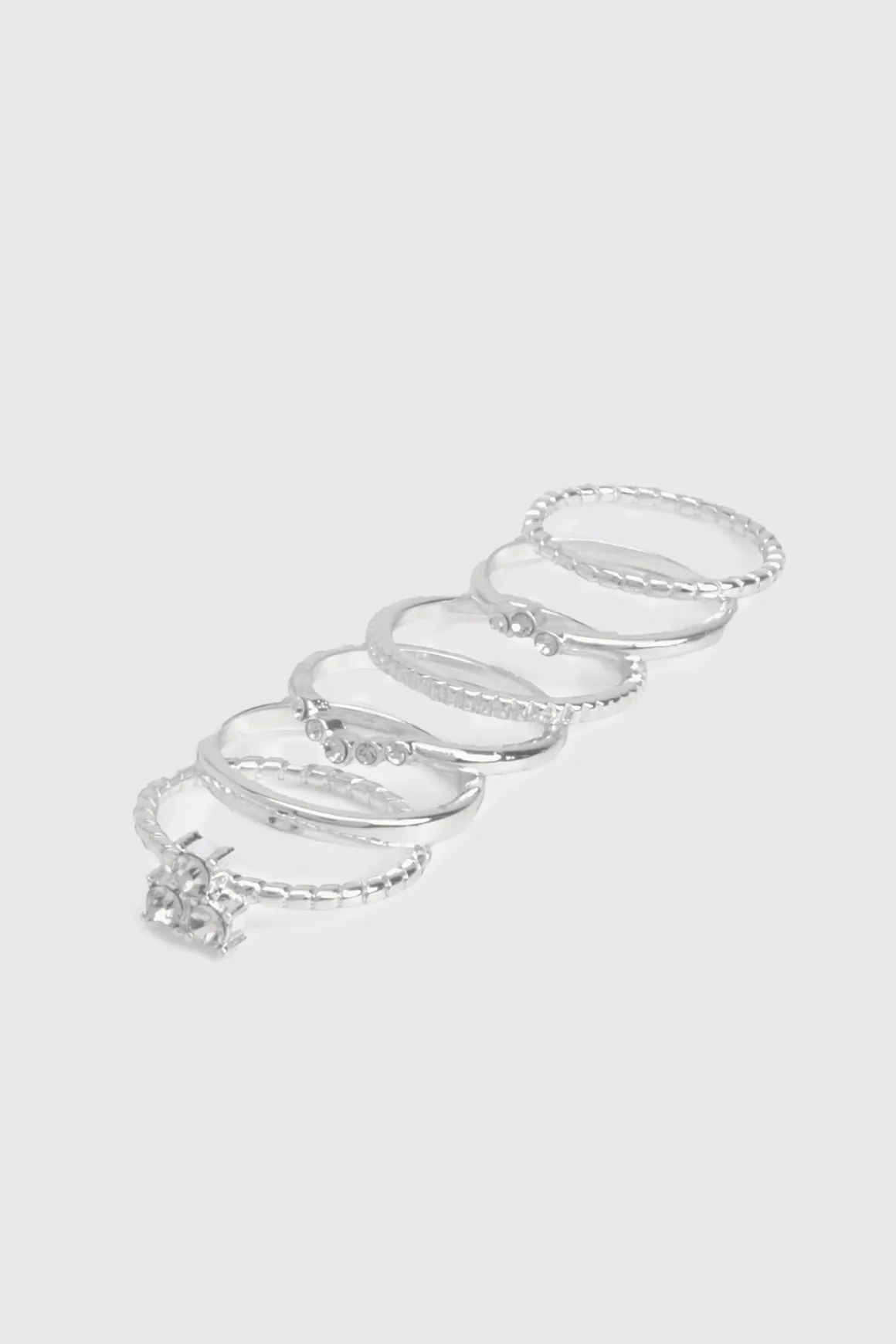 Bagues Silver Diamante Lot de 6