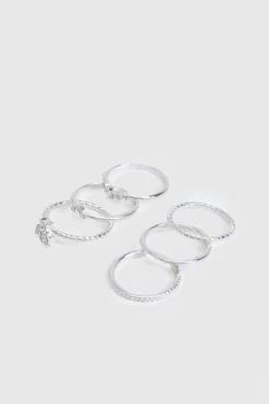 Bagues Silver Diamante Lot de 6