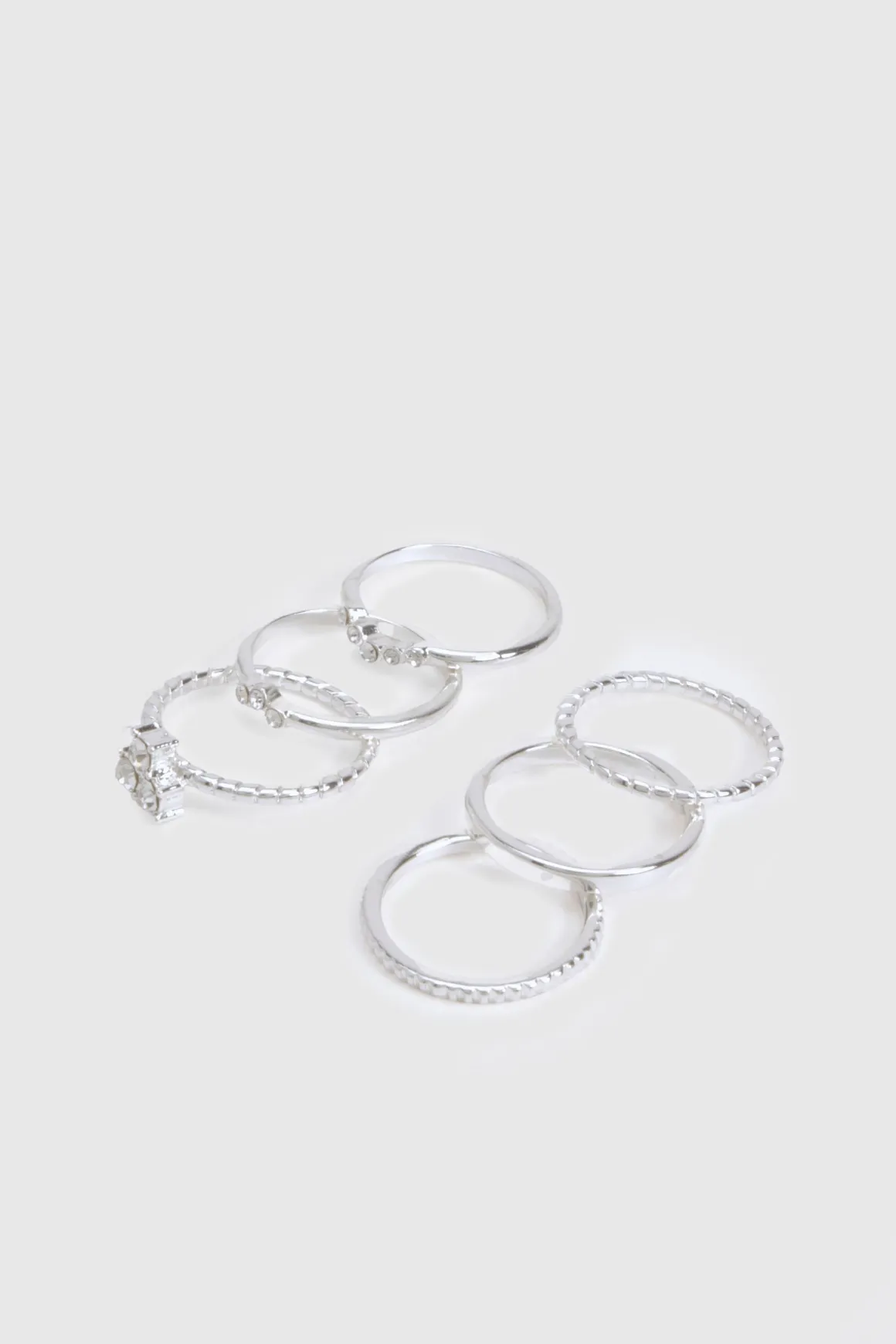 Bagues Silver Diamante Lot de 6