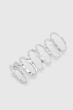 Bagues Silver Diamante Lot de 6