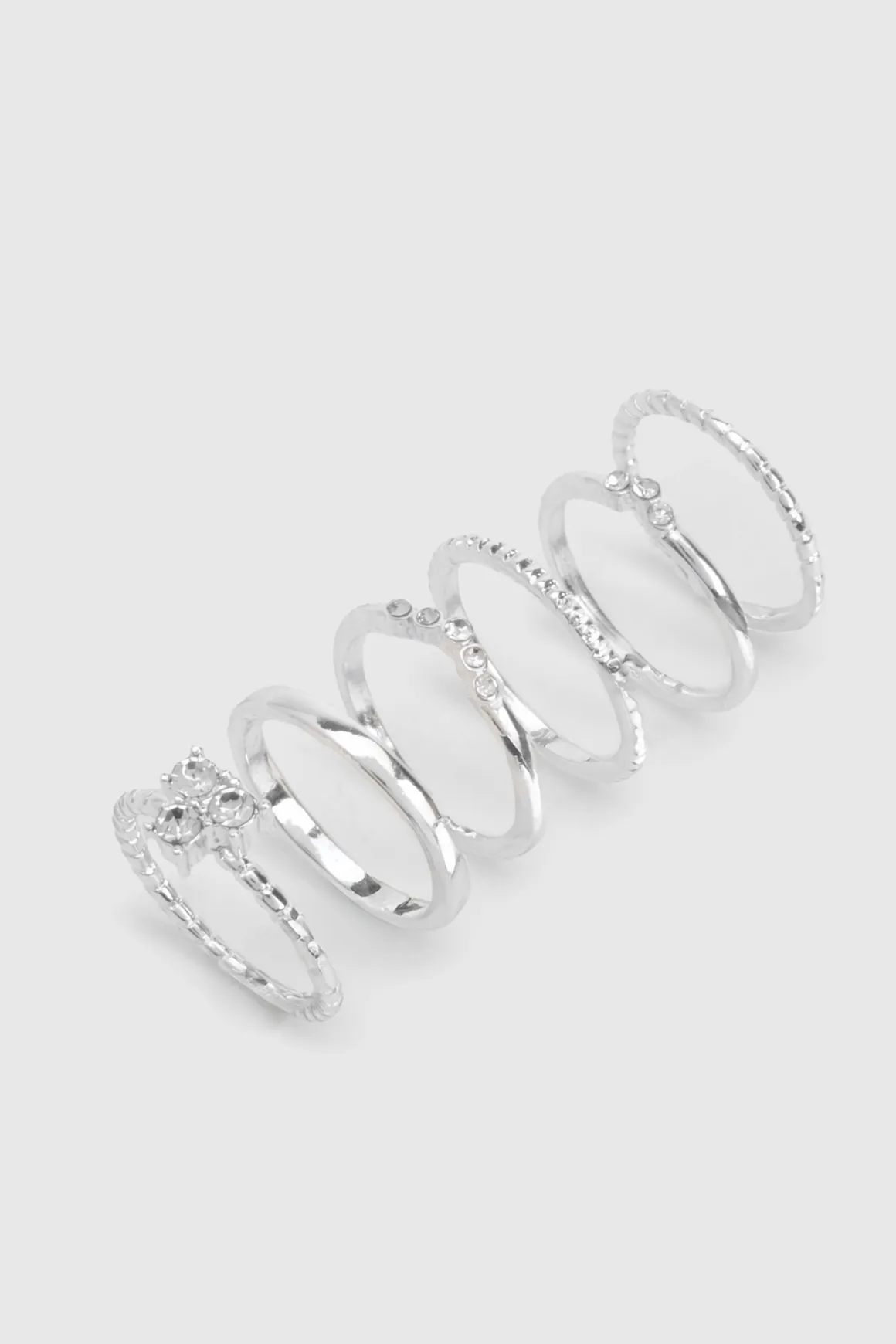 Bagues Silver Diamante Lot de 6