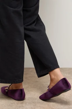 Ballerine Mary Jane Jem en Velours avec Détail Broche Fleur