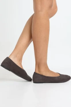 Ballerines À Bout Carré En Synthétique Avec Détail De Couture