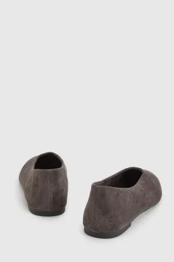 Ballerines À Bout Carré En Synthétique Avec Détail De Couture