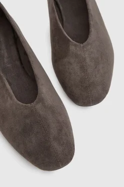 Ballerines À Bout Carré En Synthétique Avec Détail De Couture