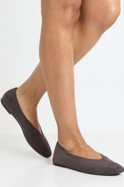 Ballerines À Bout Carré En Synthétique Avec Détail De Couture
