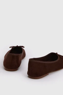 Ballerines À Bout Carré En Synthétique Avec Nœud Décoratif