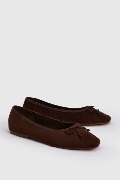 Ballerines À Bout Carré En Synthétique Avec Nœud Décoratif