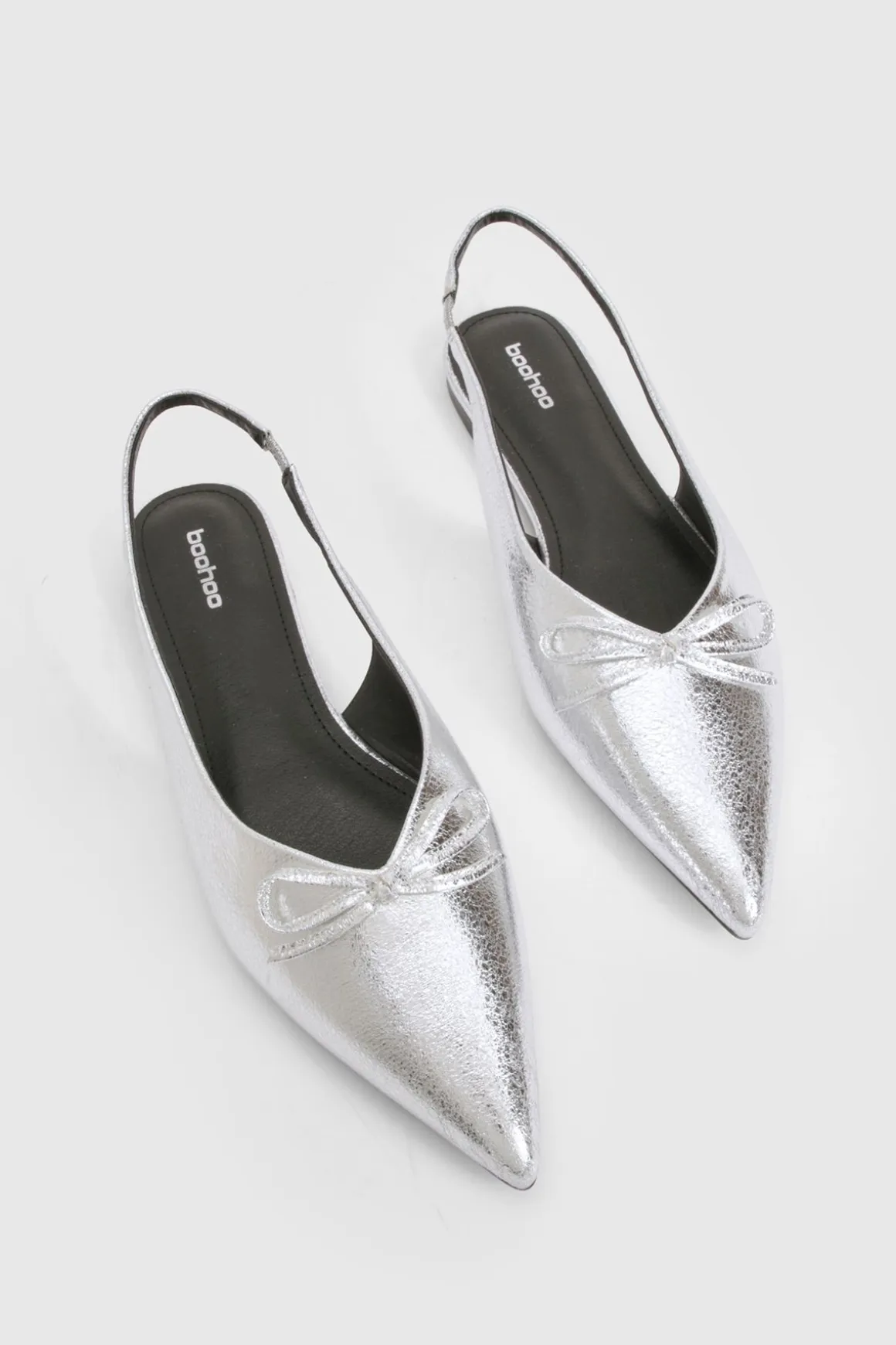 Ballerines à Bride Arrière Pointues avec Détail Nœud