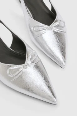 Ballerines à Bride Arrière Pointues avec Détail Nœud