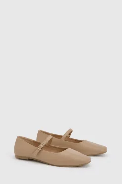Ballerines À Bride En Synthétique Souple Avec Détail