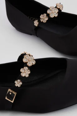 Ballerines Jem En Satin Avec Broche Fleur Détail Bride Maryjane