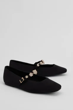 Ballerines Jem En Satin Avec Broche Fleur Détail Bride Maryjane