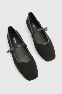 Ballerines Mary Jane à bout carré en synthétique pour pieds larges
