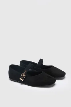 Ballerines Mary Jane À Coupe Large Avec Détail Boucle