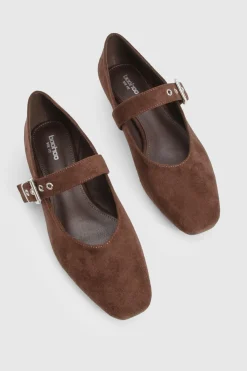 boohoo Ballerines Mary Jane à coupe large avec détail de boucle métallique< Looks Chocolat|Chaussures Plates